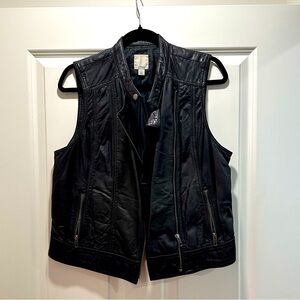 Halogen Black Leather Vest, 100% Leather, Women’s Medium